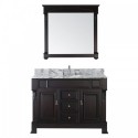 Huntshire 48" Single Bathroom Vanity in Dark Walnut with Marble Top and Round Sink with Mirror