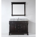 Huntshire 48" Single Bathroom Vanity in Dark Walnut with Marble Top and Round Sink with Polished Chrome Faucet and Mirror