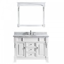 Huntshire 48" Single Bathroom Vanity in White with Marble Top and Round Sink with Mirror