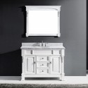 Huntshire 48" Single Bathroom Vanity in White with Marble Top and Round Sink with Mirror