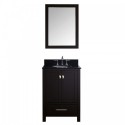 Caroline Avenue 24" Single Bathroom Vanity in Espresso with Black Galaxy Granite Top and Round Sink with Polished Chrome Faucet and Mirror