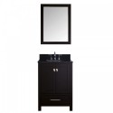 Caroline Avenue 24" Single Bathroom Vanity in Espresso with Black Galaxy Granite Top and Square Sink with Mirror