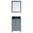 Caroline Avenue 24" Single Bathroom Vanity in Grey with Black Galaxy Granite Top and Square Sink with Mirror