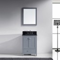 Caroline Avenue 24" Single Bathroom Vanity in Grey with Black Galaxy Granite Top and Square Sink with Mirror