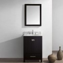 Caroline Avenue 24" Single Bathroom Vanity in Espresso with Marble Top and Round Sink with Mirror