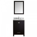 Caroline Avenue 24" Single Bathroom Vanity in Espresso with Marble Top and Round Sink with Polished Chrome Faucet and Mirror