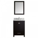 Caroline Avenue 24" Single Bathroom Vanity in Espresso with Marble Top and Square Sink with Polished Chrome Faucet and Mirror