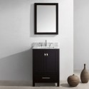 Caroline Avenue 24" Single Bathroom Vanity in Espresso with Marble Top and Square Sink with Polished Chrome Faucet and Mirror