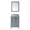 Caroline Avenue 24" Single Bathroom Vanity in Grey with Marble Top and Square Sink with Mirror