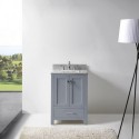 Caroline Avenue 24" Single Bathroom Vanity in Grey with Marble Top and Square Sink with Mirror