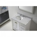 Caroline Avenue 36" Single Bathroom Vanity in White with Marble Top and Round Sink with Mirror