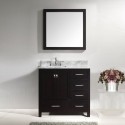 Caroline Avenue 36" Single Bathroom Vanity in Espresso with Marble Top and Square Sink with Polished Chrome Faucet and Mirror