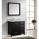Caroline Avenue 36" Single Bathroom Vanity in Espresso with Marble Top and Square Sink with Polished Chrome Faucet and Mirror
