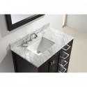 Caroline Avenue 36" Single Bathroom Vanity in Espresso with Marble Top and Square Sink with Polished Chrome Faucet and Mirror