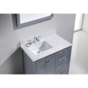 Caroline Avenue 36" Single Bathroom Vanity in Grey with Marble Top and Square Sink with Mirror