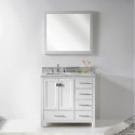 Caroline Avenue 36" Single Bathroom Vanity in White with Marble Top and Square Sink with Mirror