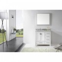 Caroline Avenue 36" Single Bathroom Vanity in White with Marble Top and Square Sink with Mirror
