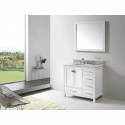 Caroline Avenue 36" Single Bathroom Vanity in White with Marble Top and Square Sink with Mirror