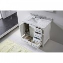 Caroline Avenue 36" Single Bathroom Vanity in White with Marble Top and Square Sink with Brushed Nickel Faucet and Mirror
