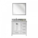 Caroline Avenue 36" Single Bathroom Vanity in White with Marble Top and Square Sink with Polished Chrome Faucet and Mirror