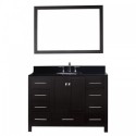 Caroline Avenue 48" Single Bathroom Vanity in Espresso with Black Galaxy Granite Top and Round Sink with Brushed Nickel Faucet and Mirror