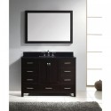 Caroline Avenue 48" Single Bathroom Vanity in Espresso with Black Galaxy Granite Top and Square Sink with Mirror