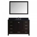 Caroline Avenue 48" Single Bathroom Vanity in Espresso with Black Galaxy Granite Top and Square Sink with Brushed Nickel Faucet and Mirror