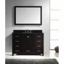 Caroline Avenue 48" Single Bathroom Vanity in Espresso with Black Galaxy Granite Top and Square Sink with Brushed Nickel Faucet and Mirror