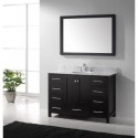 Caroline Avenue 48" Single Bathroom Vanity in Espresso with Marble Top and Round Sink with Mirror