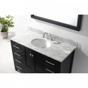 Caroline Avenue 48" Single Bathroom Vanity in Espresso with Marble Top and Round Sink with Mirror