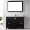 Caroline Avenue 48" Single Bathroom Vanity in Espresso with Marble Top and Round Sink with Polished Chrome Faucet and Mirror