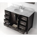 Caroline Avenue 48" Single Bathroom Vanity in Espresso with Marble Top and Round Sink with Polished Chrome Faucet and Mirror