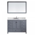 Caroline Avenue 48" Single Bathroom Vanity in Grey with Marble Top and Round Sink with Mirror