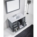 Caroline Avenue 48" Single Bathroom Vanity in Grey with Marble Top and Round Sink with Brushed Nickel Faucet and Mirror
