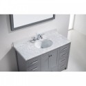 Caroline Avenue 48" Single Bathroom Vanity in Grey with Marble Top and Round Sink with Brushed Nickel Faucet and Mirror