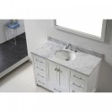 Caroline Avenue 48" Single Bathroom Vanity in White with Marble Top and Round Sink with Mirror