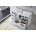 Caroline Avenue 48" Single Bathroom Vanity in White with Marble Top and Round Sink with Mirror