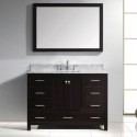 Caroline Avenue 48" Single Bathroom Vanity in Espresso with Marble Top and Square Sink with Polished Chrome Faucet and Mirror