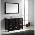 Caroline Avenue 48" Single Bathroom Vanity in Espresso with Marble Top and Square Sink with Polished Chrome Faucet and Mirror