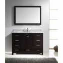 Caroline Avenue 48" Single Bathroom Vanity in Espresso with Marble Top and Square Sink with Polished Chrome Faucet and Mirror