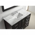 Caroline Avenue 48" Single Bathroom Vanity in Espresso with Marble Top and Square Sink with Polished Chrome Faucet and Mirror