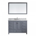 Caroline Avenue 48" Single Bathroom Vanity in Grey with Marble Top and Square Sink with Mirror