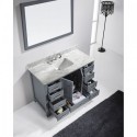 Caroline Avenue 48" Single Bathroom Vanity in Grey with Marble Top and Square Sink with Mirror
