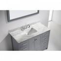 Caroline Avenue 48" Single Bathroom Vanity in Grey with Marble Top and Square Sink with Polished Chrome Faucet and Mirror