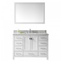 Caroline Avenue 48" Single Bathroom Vanity in White with Marble Top and Square Sink with Mirror