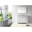 Caroline Avenue 48" Single Bathroom Vanity in White with Marble Top and Square Sink with Mirror