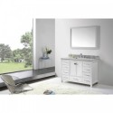 Caroline Avenue 48" Single Bathroom Vanity in White with Marble Top and Square Sink with Mirror