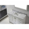 Caroline Avenue 48" Single Bathroom Vanity in White with Marble Top and Square Sink with Mirror