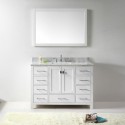 Caroline Avenue 48" Single Bathroom Vanity in White with Marble Top and Square Sink with Polished Chrome Faucet and Mirror