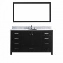 Caroline Avenue 60" Single Bathroom Vanity in Espresso with Marble Top and Round Sink with Mirror